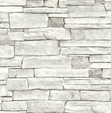 Arctic grey stacked stone peel and stick vinyl wallpaper pattern