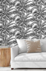 Palm Jungle Ebony & Pearl by NextWall Peel & Stick Tropical Botanical Wallpaper – NextWall NW40400