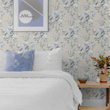 Magnolia Trail Linen & French Blue by NextWall Peel & Stick Floral Wallpaper – NextWall NW41412