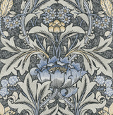 Acanthus Floral Charcoal & Carolina Blue by NextWall Peel & Stick Vintage Floral Wallpaper – NextWall NW41500-Sample