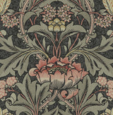 Acanthus Floral Charcoal & Rosewood by NextWall Peel & Stick Vintage Floral Peel & Stick Wallpaper – NextWall NW41501-Sample