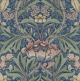 Acanthus Floral Denim Blue & Salmon by NextWall Peel & Stick Vintage Floral Peel & Stick Wallpaper – NextWall NW41502-Sample