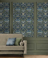 Acanthus Floral Denim & Sage by NextWall Peel & Stick Vintage Floral Wallpaper – NextWall NW41512 -Sample