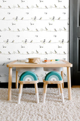 Sweet Tweet Charcoal & Buttercup by NextWall Peel & Stick Bird Wallpaper – NextWall NW41600
