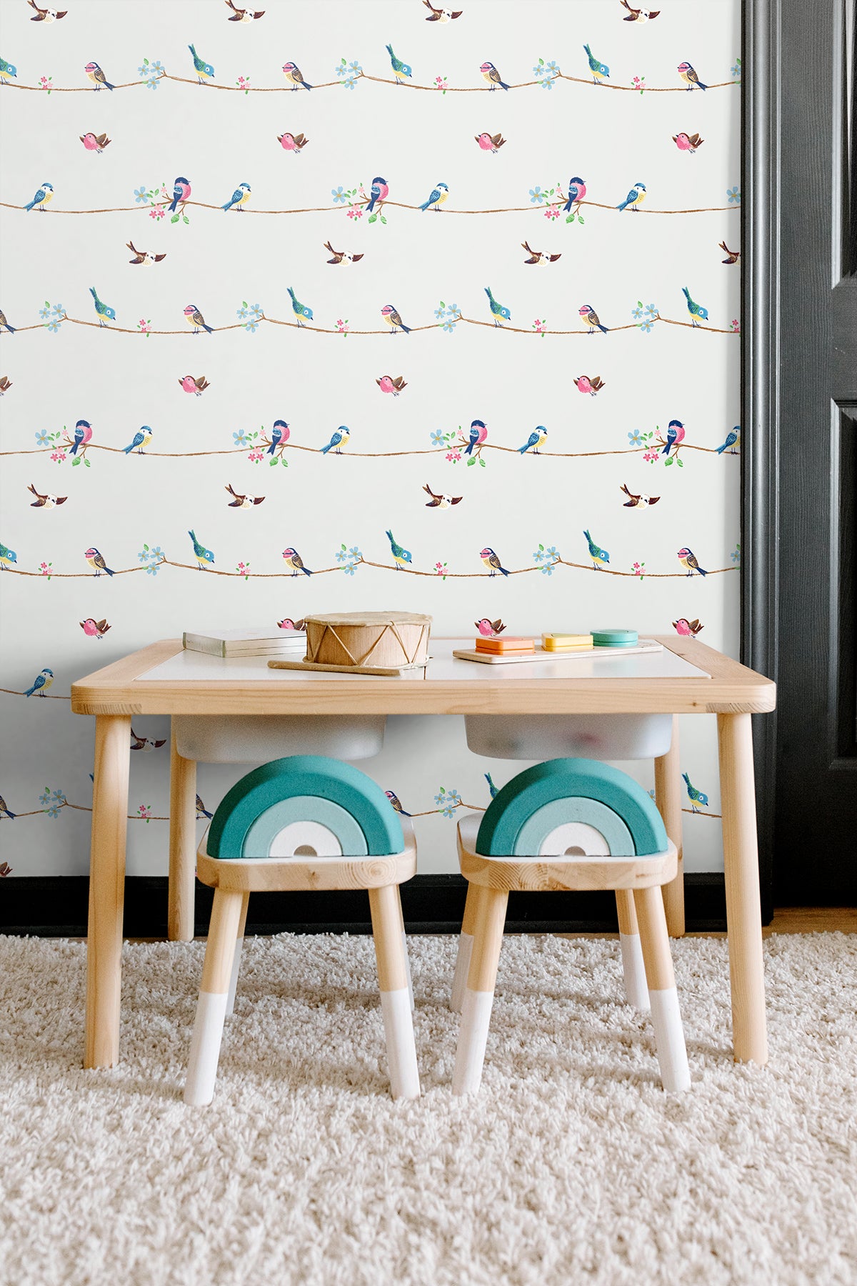 Sweet Tweet White and Multi by NextWall Peel & Stick Bird Peel & Stick Wallpaper – NextWall NW41608