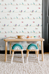 Sweet Tweet White and Multi by NextWall Peel & Stick Bird Peel & Stick Wallpaper – NextWall NW41608