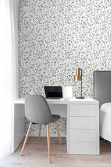 Wildflowers Charcoal & Bluestone by NextWall Peel & Stick Floral Peel & Stick Vinyl Wallpaper – NextWall NW41900