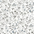 Wildflowers charcoal and bluestone floral peel and stick wallpaper pattern.