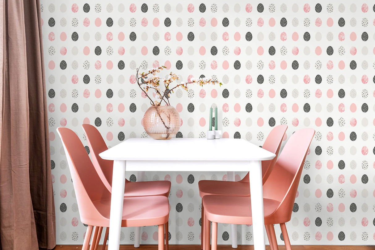 Mod Eggs Pink & Black by NextWall Peel & Stick Geometric Peel & Stick Wallpaper – NextWall NW42001