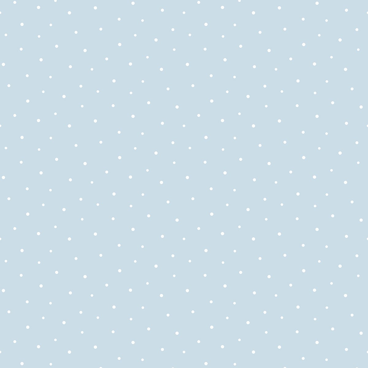 Baby blue peel and stick wallpaper with small white polka dots