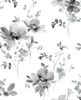 Watercolor Windflower Inkwell & Heather by NextWall Peel & Stick Modern Watercolor Floral Peel & Stick Wallpaper – NextWall NW42200 -Sample