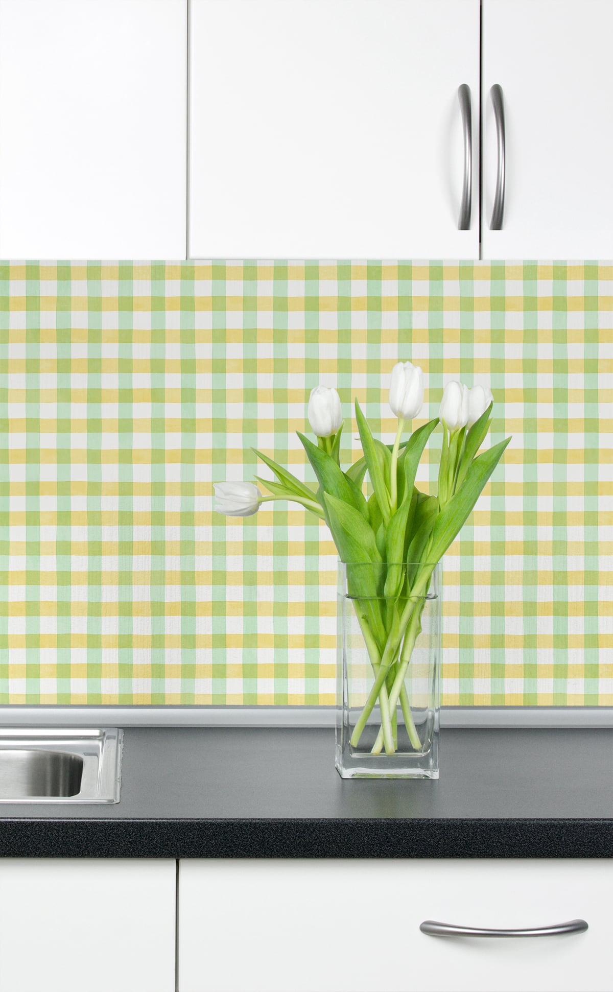 Spring Plaid Lemon Lime by NextWall Peel & Stick Plaid Peel & Stick Wallpaper – NextWall NW42304