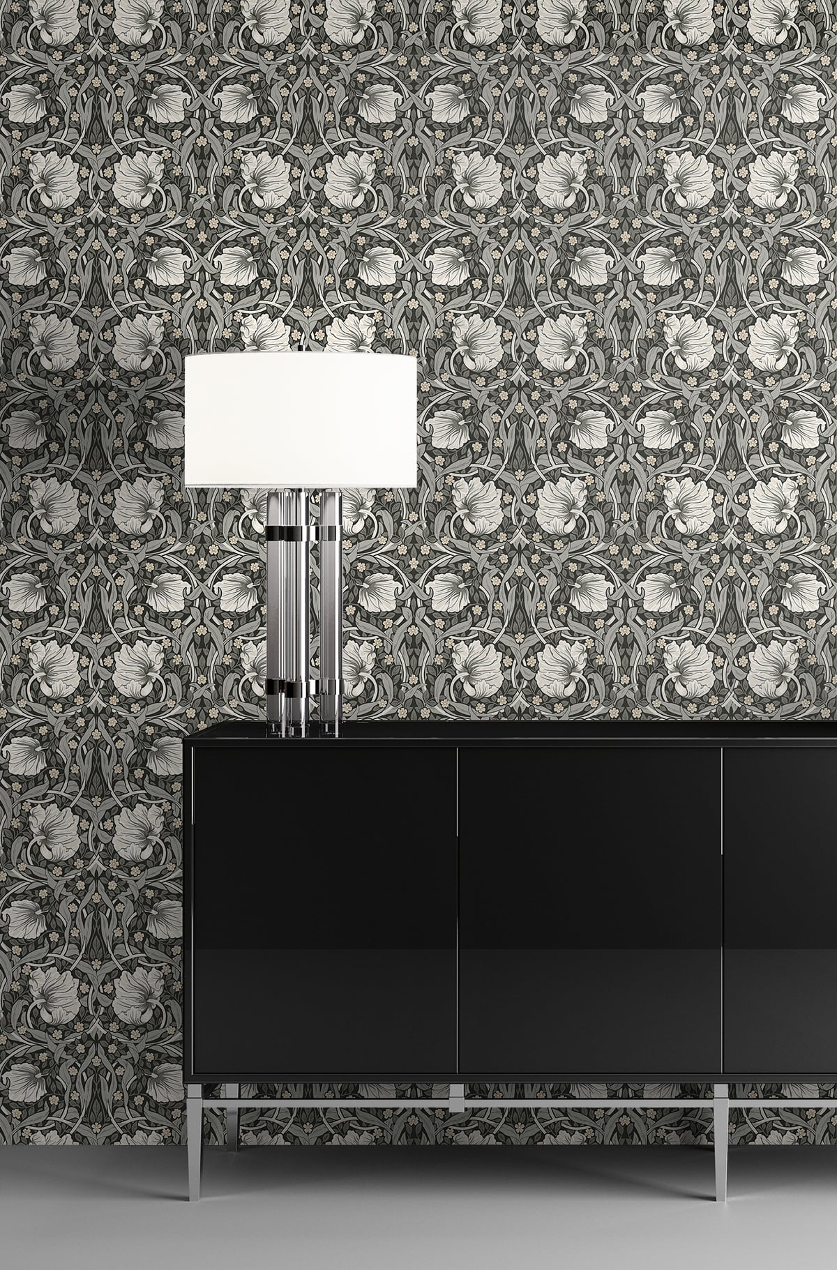 Pimpernel Floral Charcoal & Pearl Grey by NextWall Peel & Stick Floral Wallpaper – NextWall NW42400