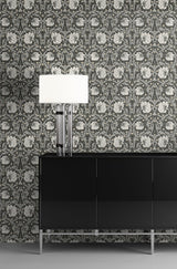 Pimpernel Floral Charcoal & Pearl Grey by NextWall Peel & Stick Floral Wallpaper – NextWall NW42400