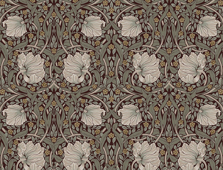 Pimpernel Floral peel and stick wallpaper in Auburn & Eucalyptus by NextWall (NW42401)