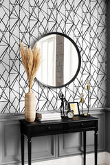 Quartz Geo Black & White by NextWall Peel & Stick Geometric Wallpaper – NextWall NW42500