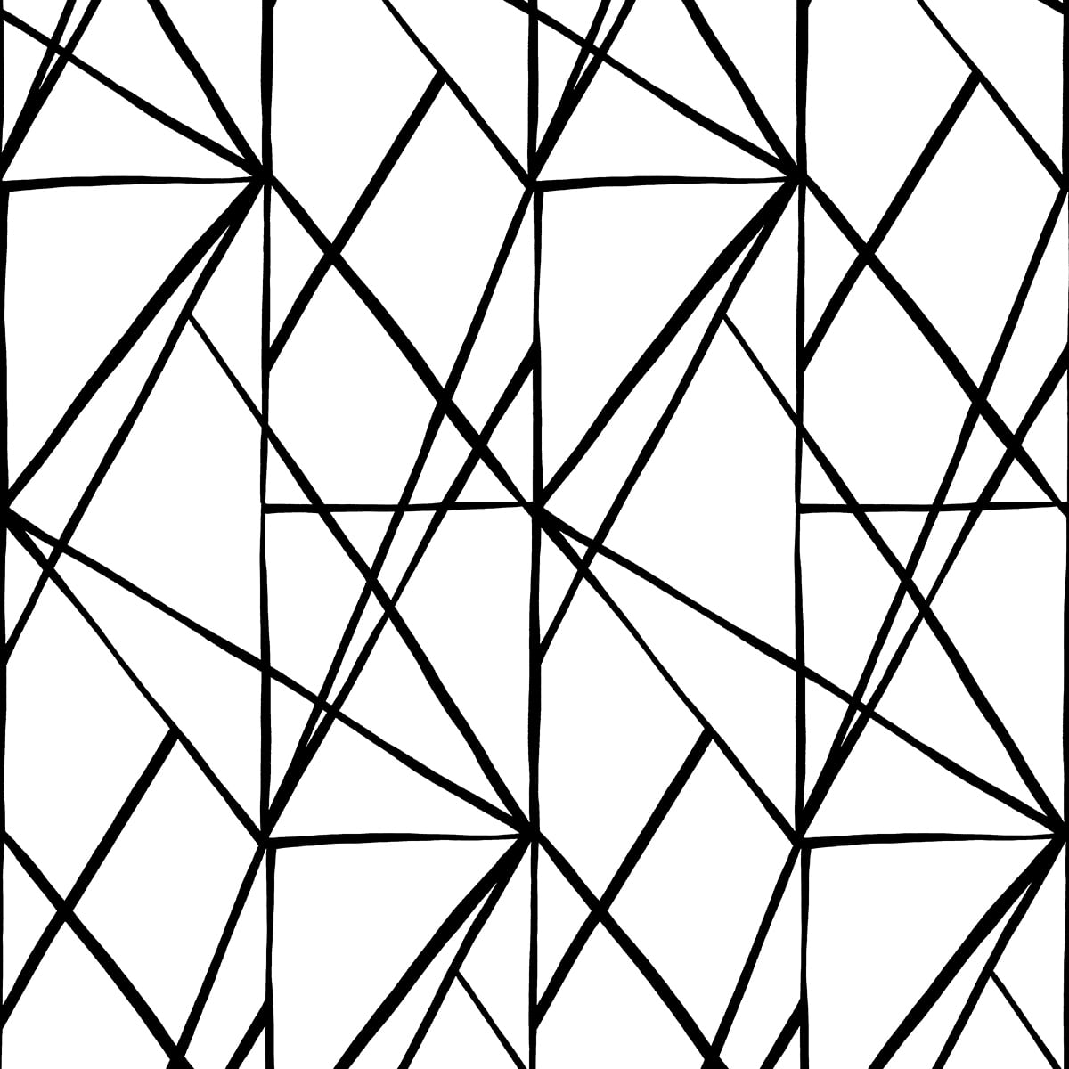 Quartz Geo black and white geometric peel and stick wallpaper pattern by NextWall