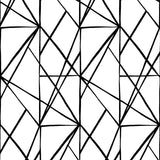 Quartz Geo black and white geometric peel and stick wallpaper pattern by NextWall