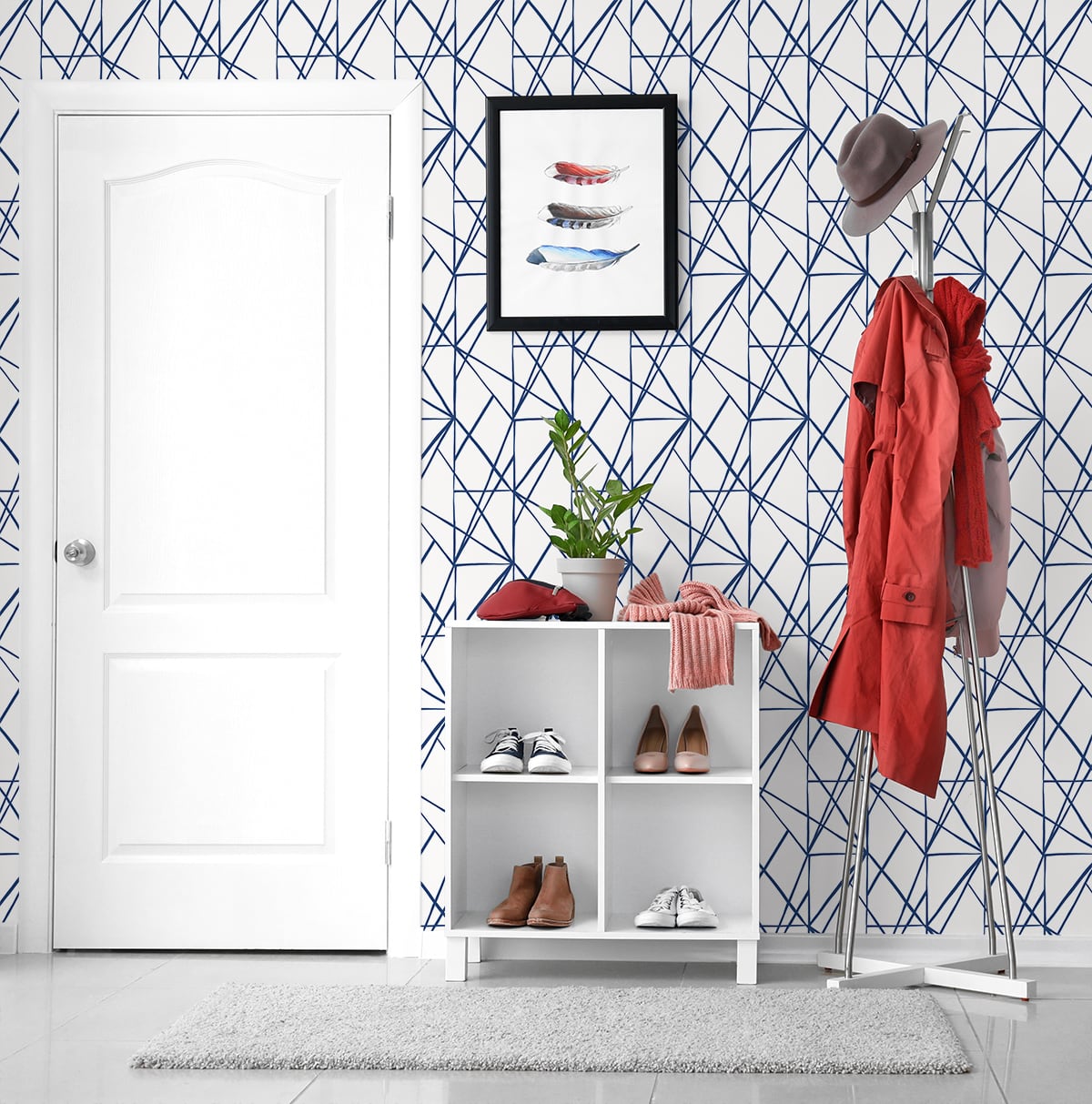 Quartz Geo Navy Blue by NextWall Peel & Stick Geometric Wallpaper – NextWall NW42502