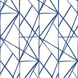 Quartz Geo navy blue geometric line peel and stick wallpaper pattern
