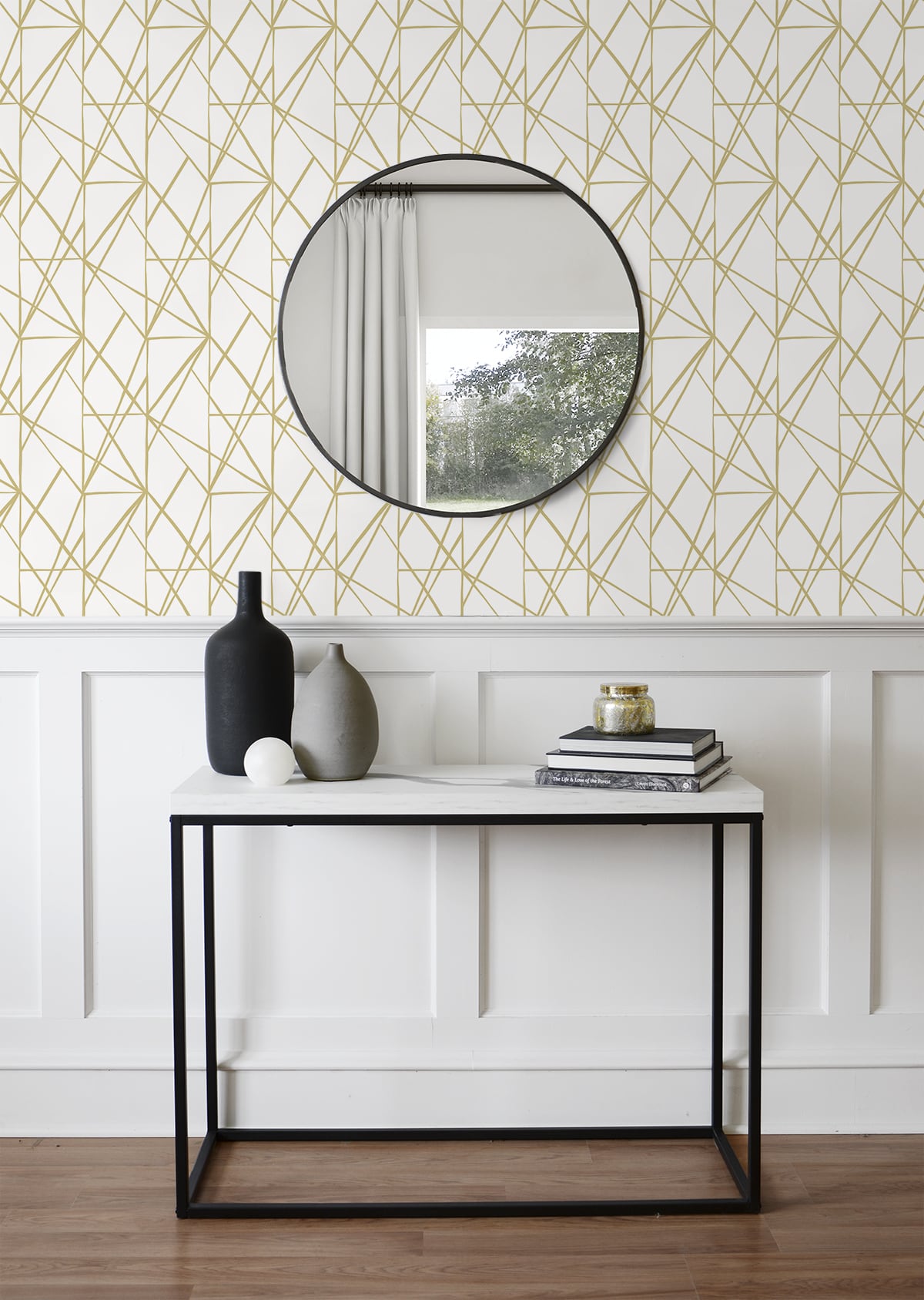 Quartz Geo Metallic Gold by NextWall Peel & Stick Geometric Peel & Stick Wallpaper – NextWall NW42503