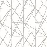 Quartz Geo Harbor Grey peel and stick geometric wallpaper with modern intersecting line pattern