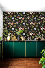 Summer Garden Floral Jet Black by NextWall Peel & Stick Floral Peel & Stick Wallpaper – NextWall NW43000