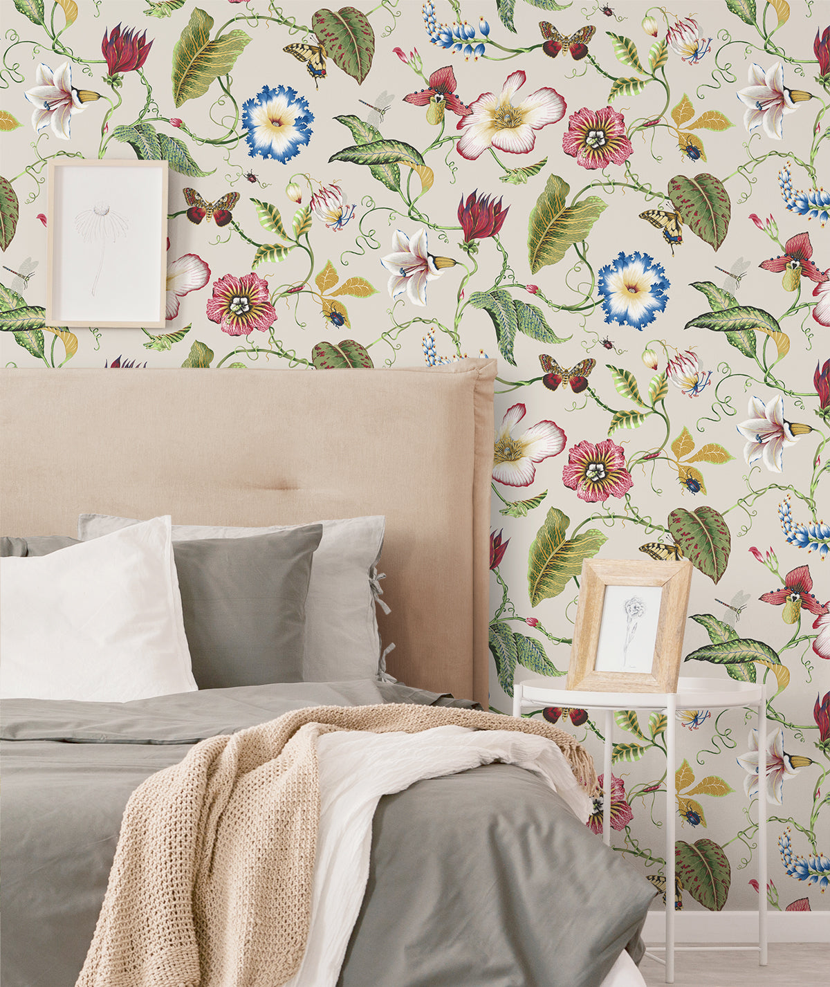 Summer Garden Floral Raspberry & Chartreuse by NextWall Peel & Stick Floral Wallpaper – NextWall NW43001