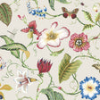 Summer Garden Floral peel and stick wallpaper with whimsical botanical vines, flowers, and butterflies in raspberry and chartreuse tones.