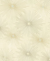 Ivory peel and stick wallpaper with metallic gold starburst geometric pattern (Starburst Geo by NextWall), NW43103.