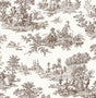 Chateau Toile wallpaper in Sable Brown featuring a classic pastoral toile scene