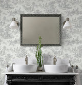 Chateau Toile Argos Grey by NextWall Peel & Stick Traditional Toile Wallpaper – NextWall NW43308