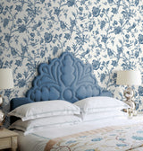 Jasmine Chinoiserie Navy Blue by NextWall Peel & Stick Chinoiserie Floral Peel & Stick Wallpaper – NextWall NW43402