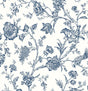 Jasmine Chinoiserie peel and stick wallpaper in navy blue floral chinoiserie pattern