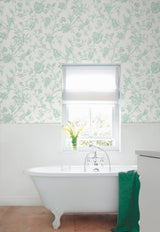 Jasmine Chinoiserie Seaglass by NextWall Peel & Stick Floral Chinoiserie Wallpaper – NextWall NW43404