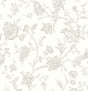 Jasmine Chinoiserie peel and stick wallpaper in Harbor Mist with delicate floral branches and birds