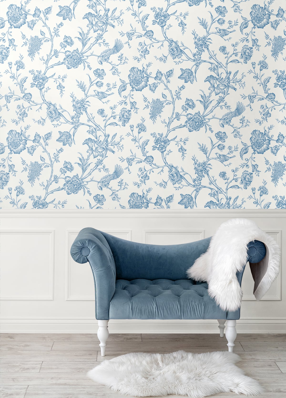 Jasmine Chinoiserie Carolina Blue by NextWall Peel & Stick Chinoiserie Peel & Stick Wallpaper – NextWall NW43412