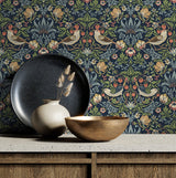 Aves Garden Midnight Blue by NextWall Peel & Stick Vintage Botanical Peel & Stick Wallpaper – NextWall NW43702