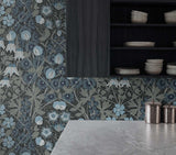 Tulip Garden Bluestone by NextWall Peel & Stick Vintage Floral Wallpaper – NextWall NW43802