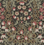 Tulip Garden peel and stick wallpaper in ebony black with red clay floral tulip pattern