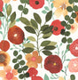 Garden Dance Ruby & Hunter Green watercolor floral peel and stick wallpaper pattern