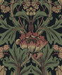 Primrose Floral peel and stick wallpaper in denim blue and auburn vintage floral pattern