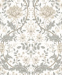 Honeysuckle Trail Ivory & Grey vintage floral peel and stick wallpaper pattern by NextWall (NW44600).