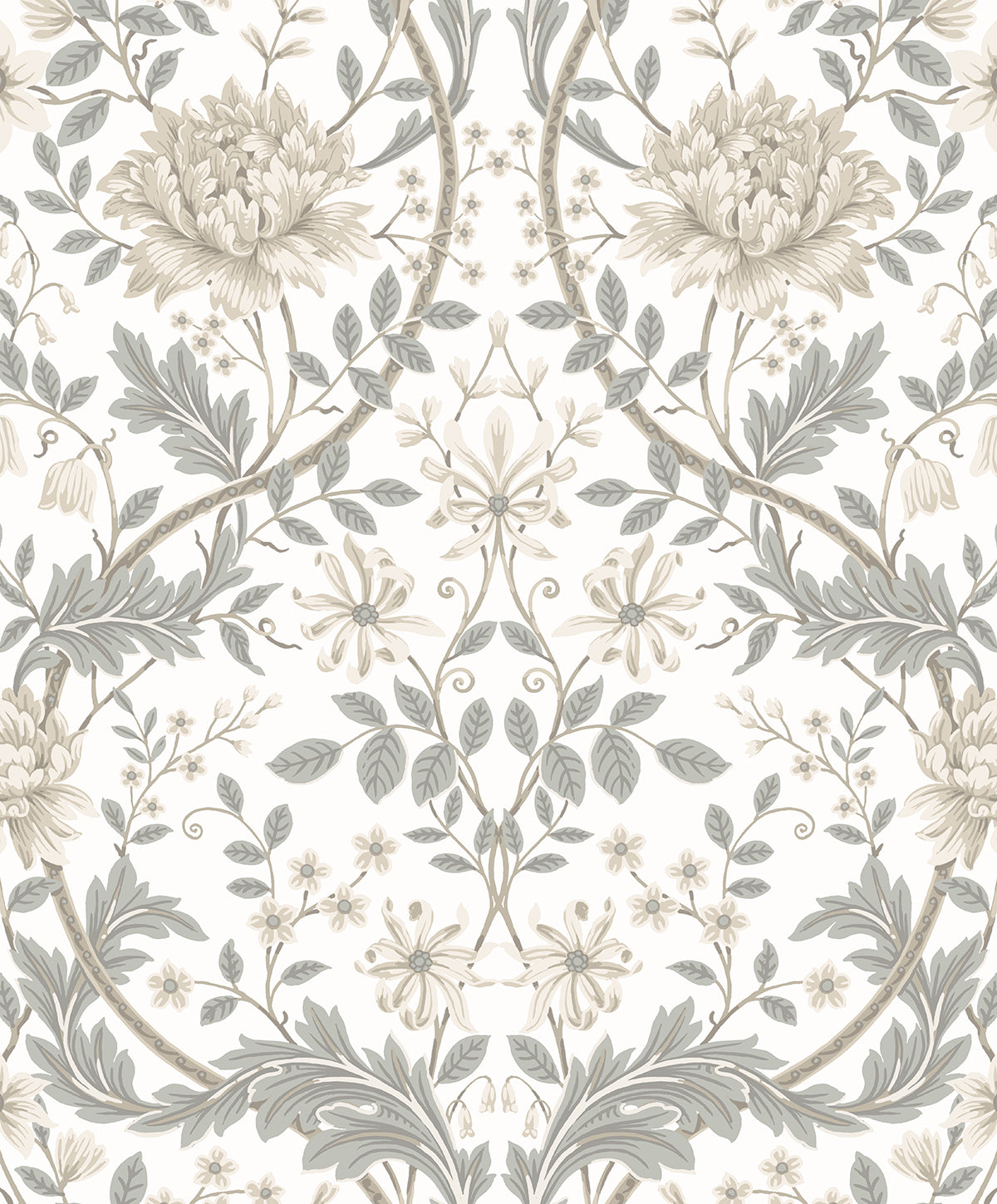 Honeysuckle Trail Ivory & Grey by NextWall Peel & Stick Vintage Floral Peel & Stick Wallpaper – NextWall NW44600 -Sample