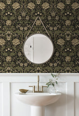 Honeysuckle Trail Brown & Sage by NextWall Peel & Stick Vintage Floral Peel & Stick Wallpaper – NextWall NW44606