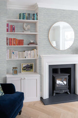 Cyrus Faux Grasscloth Dove Grey & Bluestone by NextWall Peel & Stick Faux Grasscloth Peel & Stick Wallpaper – NextWall NW44708