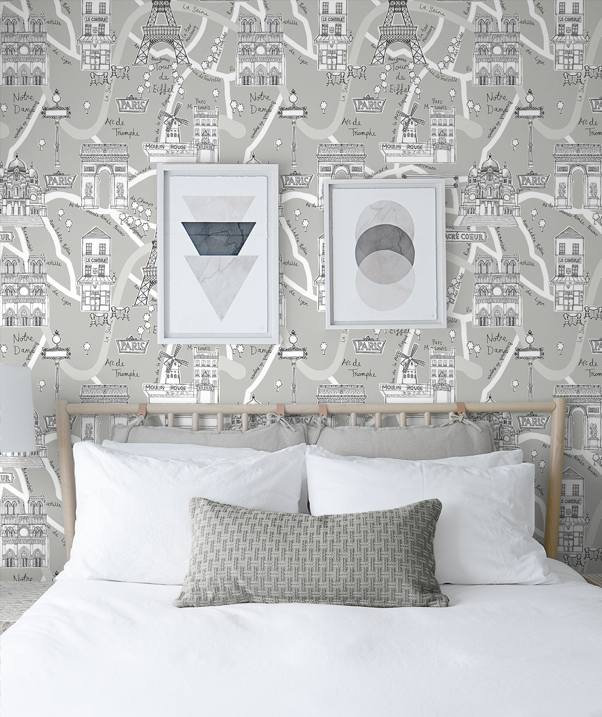 Paris Scene Argos Grey by NextWall Peel & Stick Illustrated Landmark Wallpaper – NextWall NW44808
