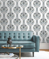 Floral Ogee Steel & Rustic Taupe by NextWall Peel & Stick Floral Ogee Peel & Stick Wallpaper – NextWall NW45000