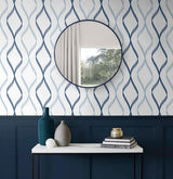 Ogee Ribbon Celtic Blue & Dewdrop by NextWall Peel & Stick Geometric Wallpaper – NextWall NW45102