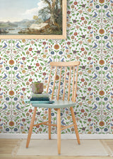 Bird Toile White by NextWall Peel & Stick Bird & Floral Toile Peel & Stick Wallpaper – NextWall NW45901